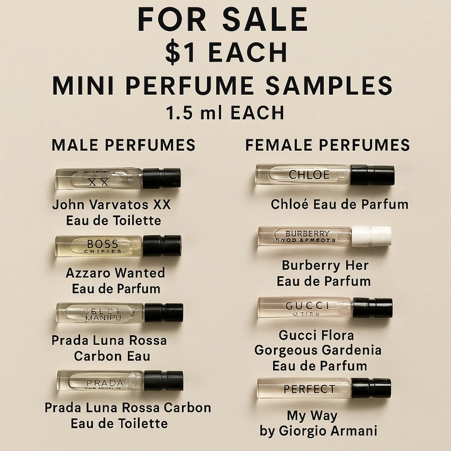 Mini Perfume Samples - $1 Each thumbnail