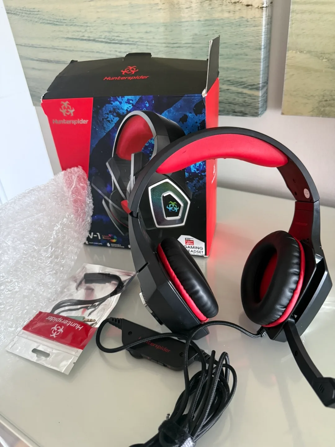 Hunterspider V-1 Gaming Headset - Black & Red image indicator(3)