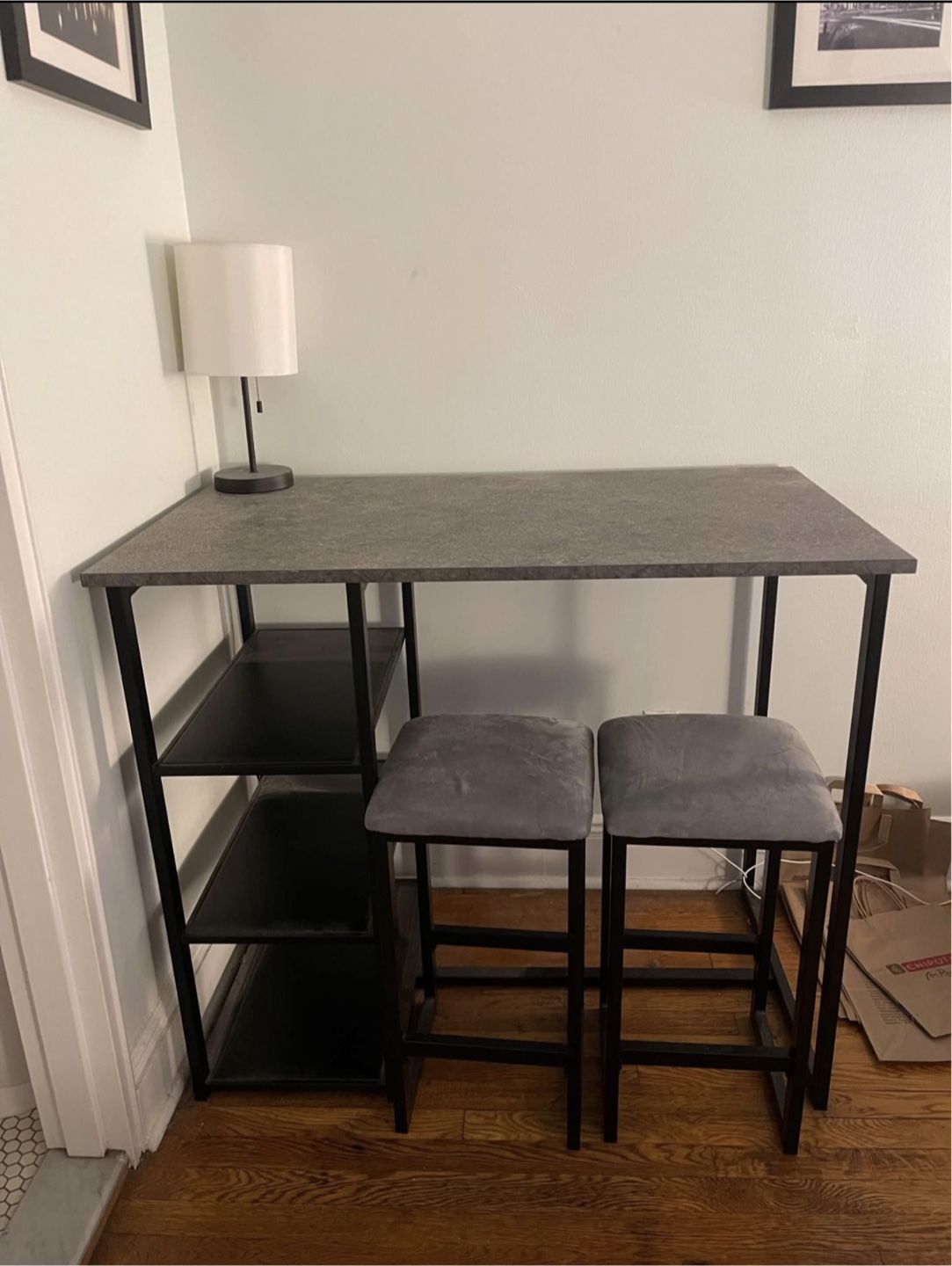 Modern Gray Counter Height Table with 2 Stools - photo 2
