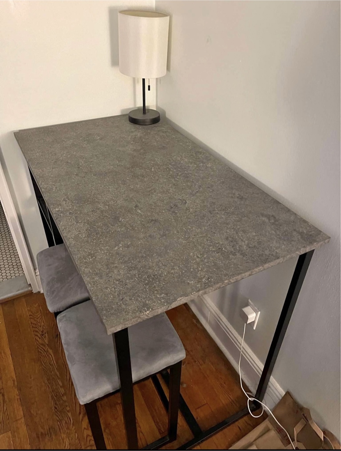 Modern Gray Counter Height Table with 2 Stools