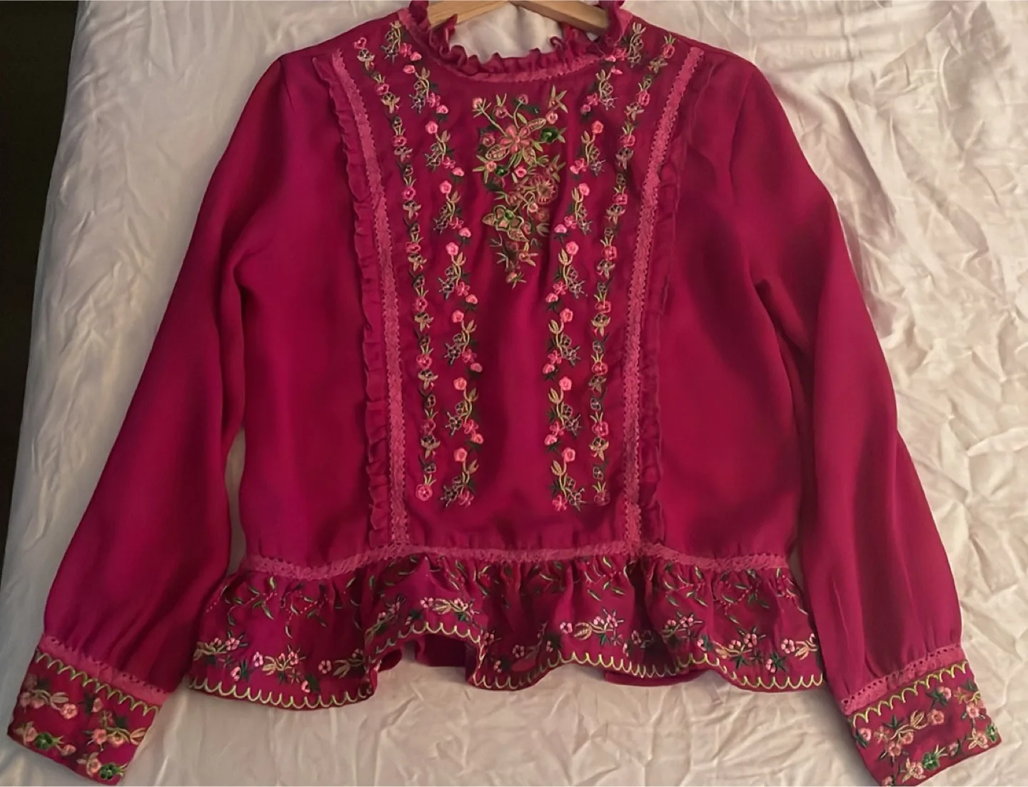 Embroidered Blouse - Magenta thumbnail