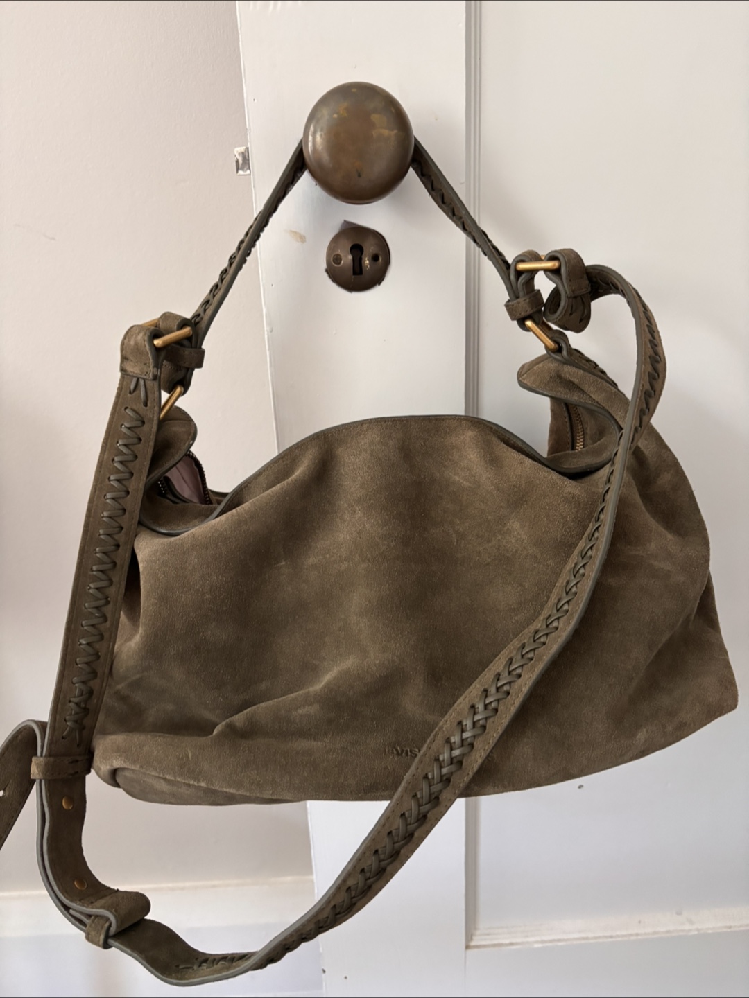 Les VISIONNAIRES Olive Green Suede Hobo Bag - photo 2