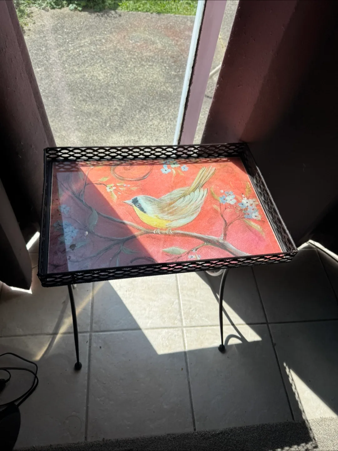 Decorative Bird Print Side Table thumbnail
