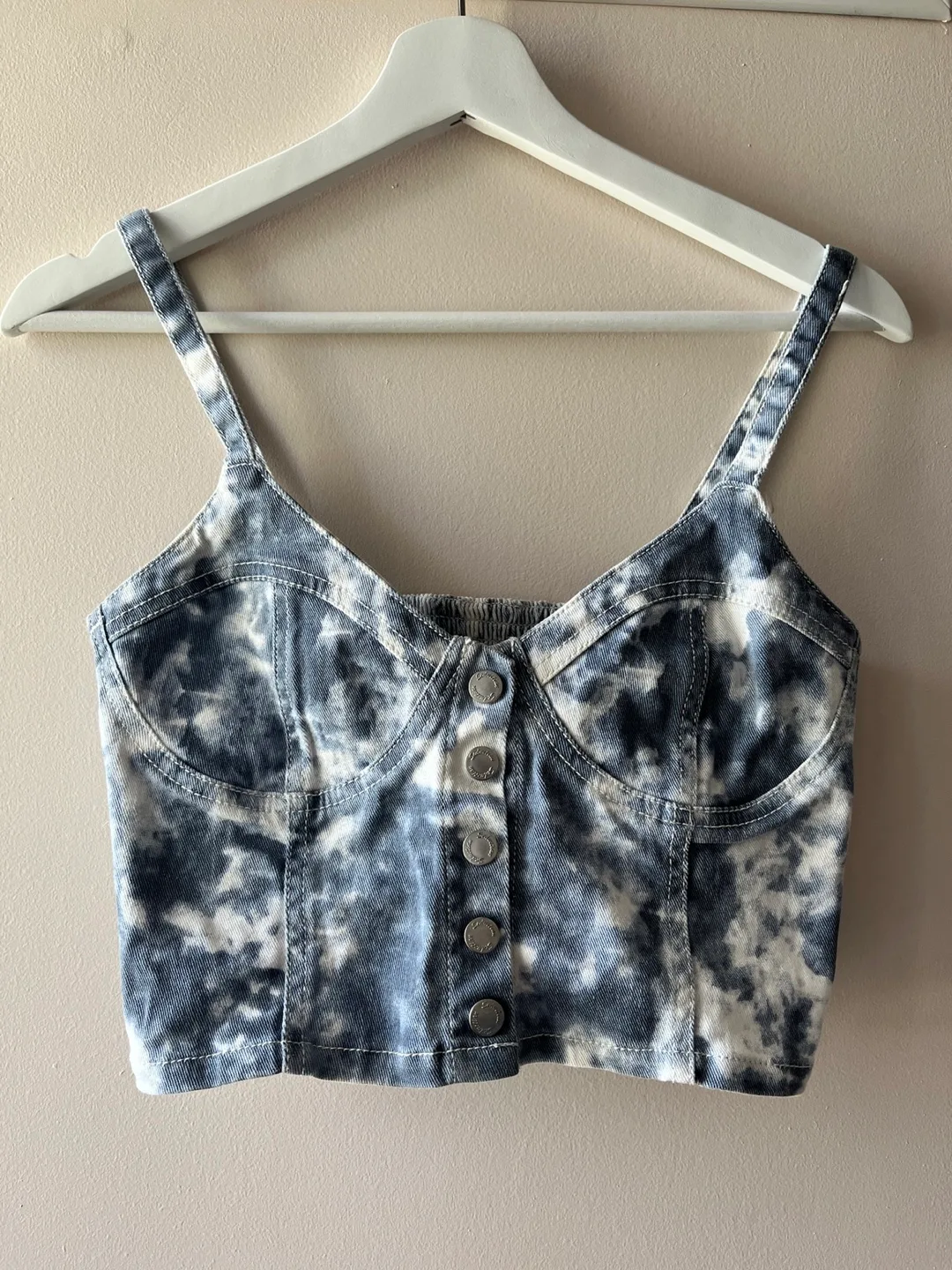 Denim Crop Top with adjustable straps - Size S thumbnail