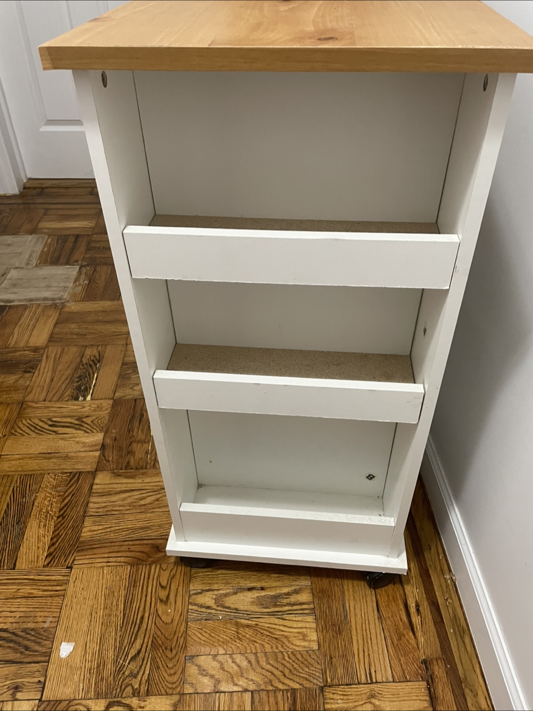 White Kitchen Island Cart with Wooden Top - photo 3