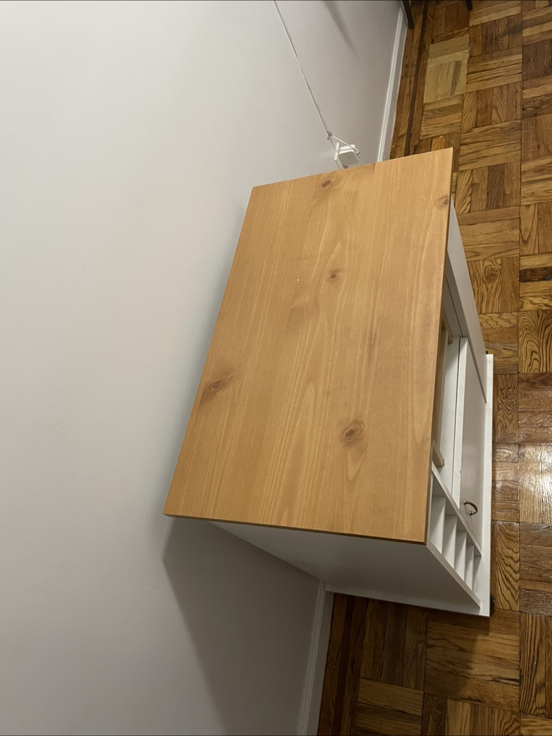 White Kitchen Island Cart with Wooden Top - photo 4