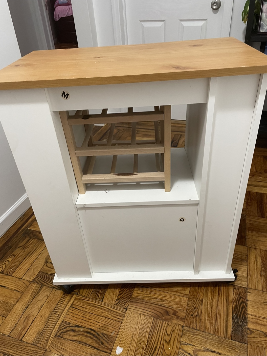 White Kitchen Island Cart with Wooden Top - photo 2