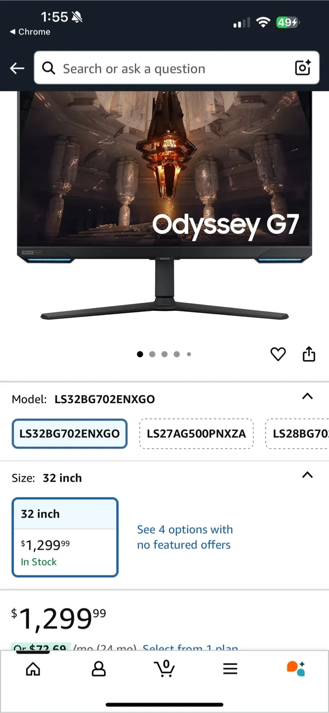 Box pack 144Hz Samsung Odyssey G7 32 inch Gaming Monitor come TV thumbnail