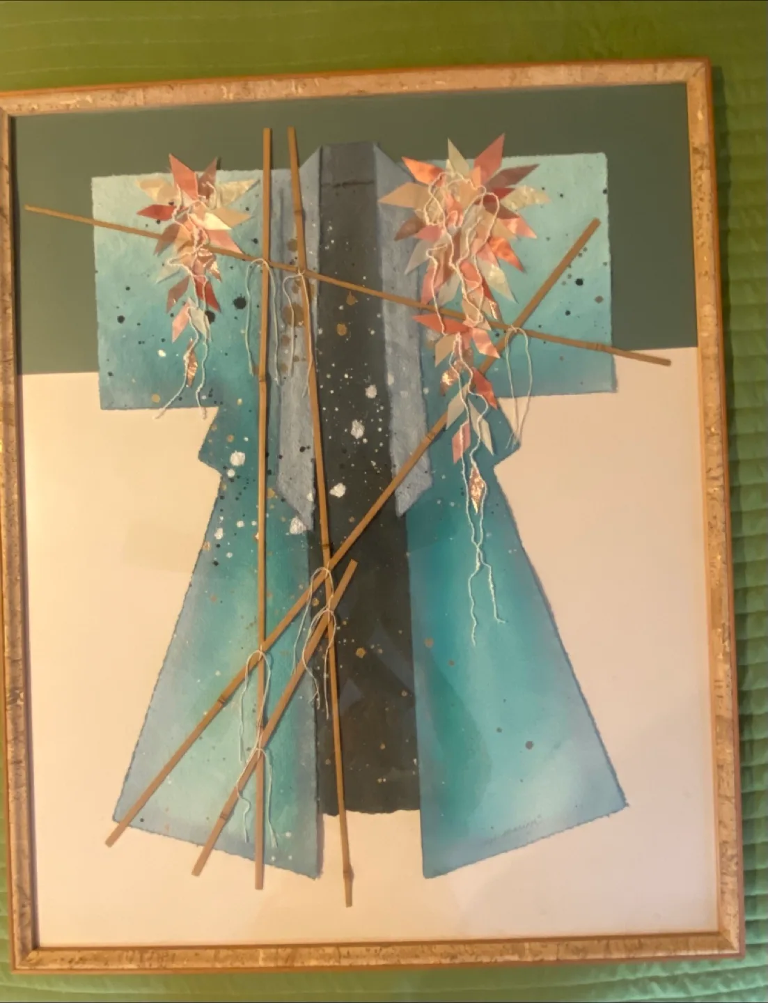 Original Framed Artwork, Handmade paper w/ embellishment thumbnail