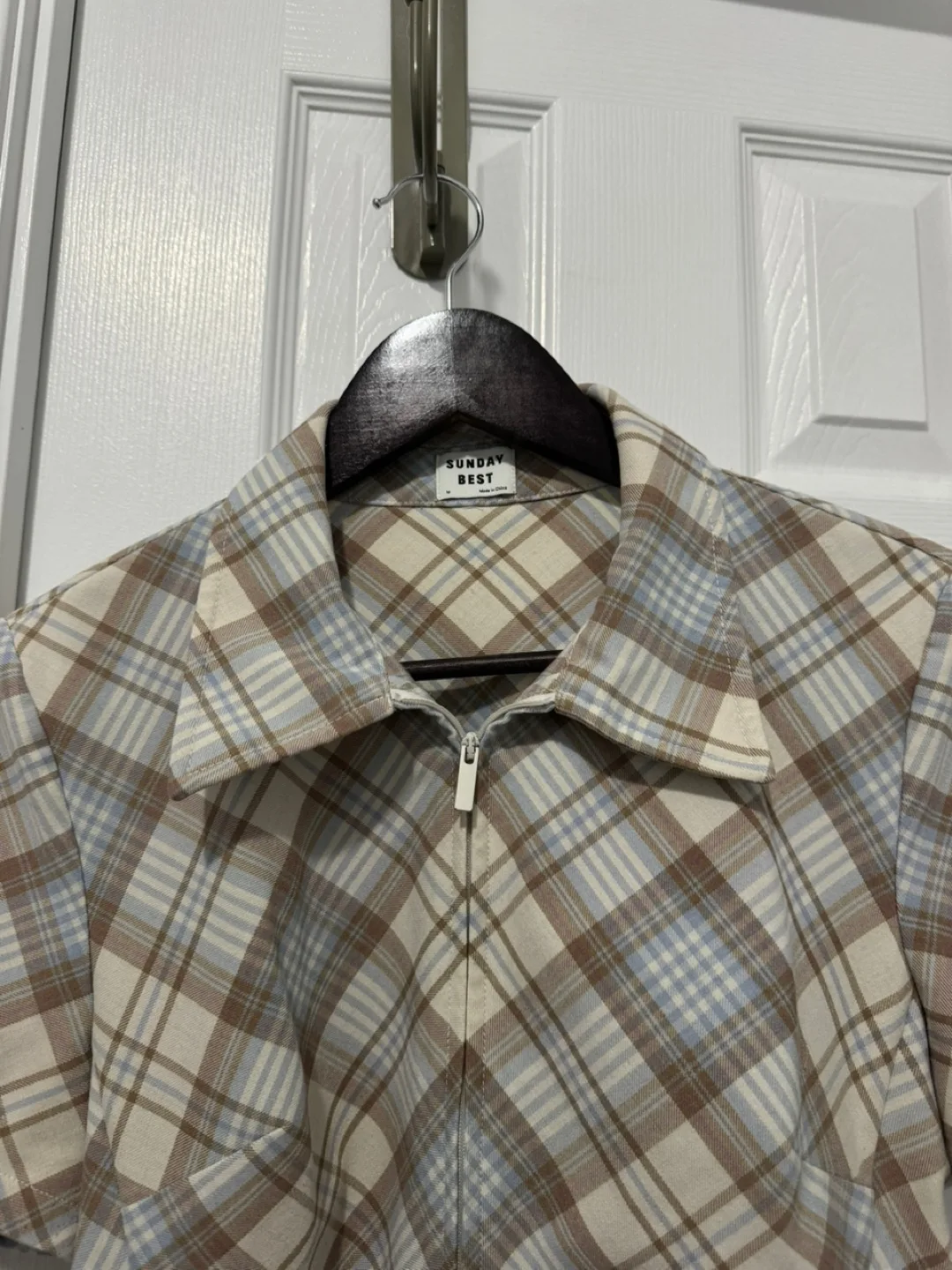 Sunday Best Plaid Zip-Up Top - Size M image indicator(3)