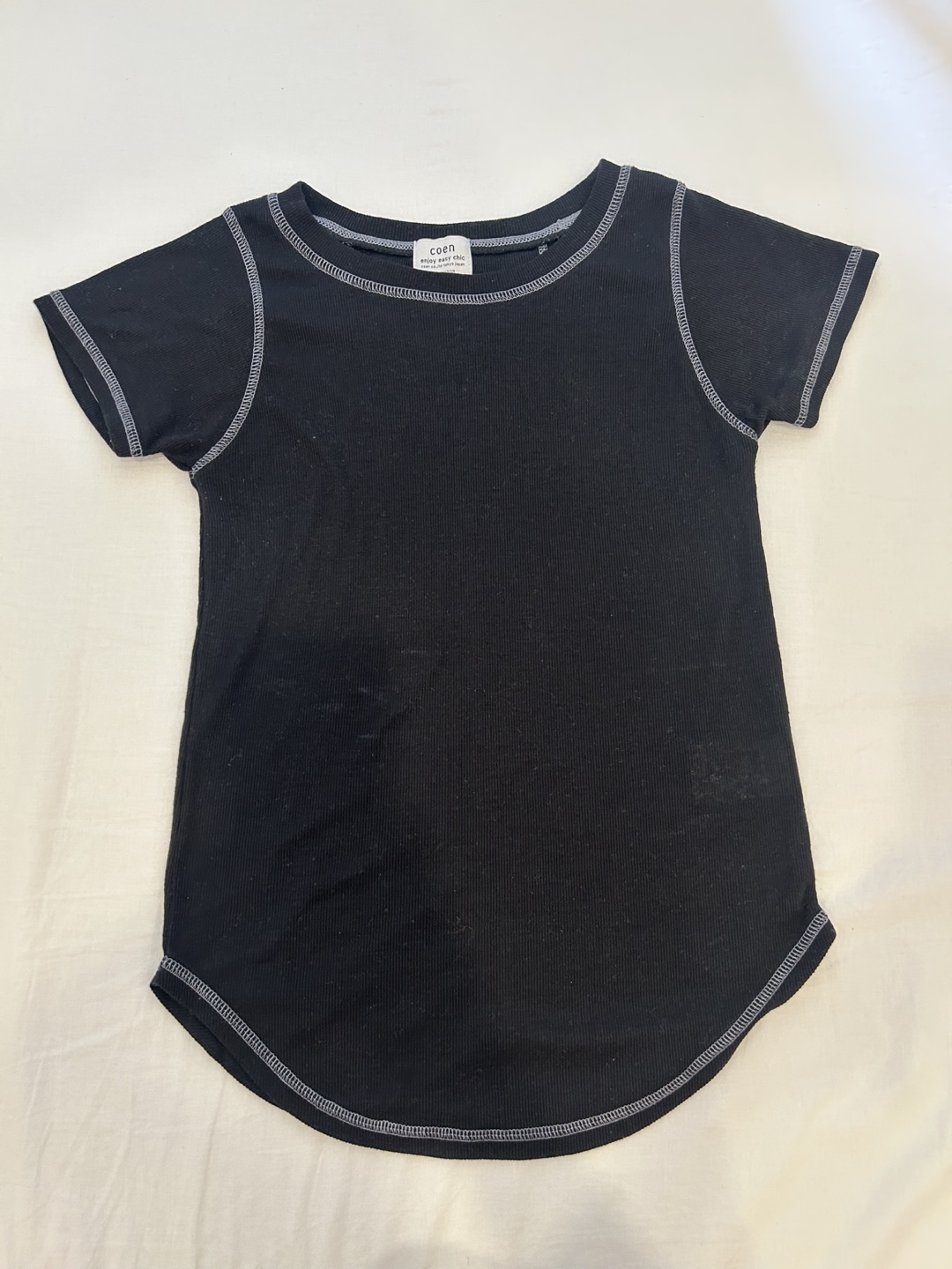 Coen Black Ribbed Tunic Top