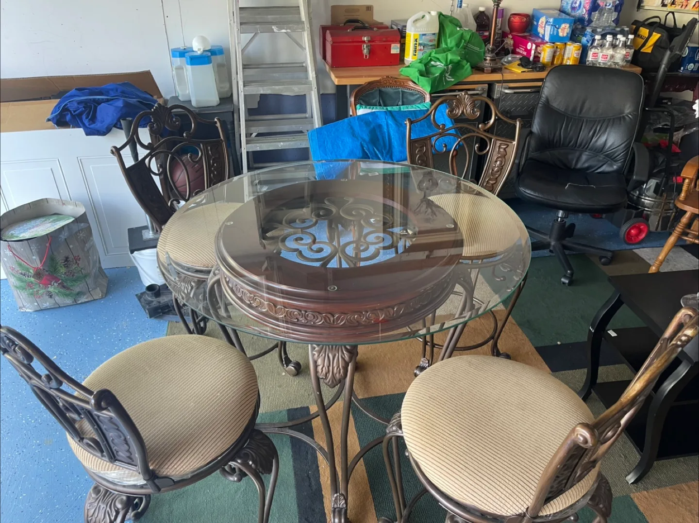 Glass Top Dining Table with 4 swivel Chairs thumbnail