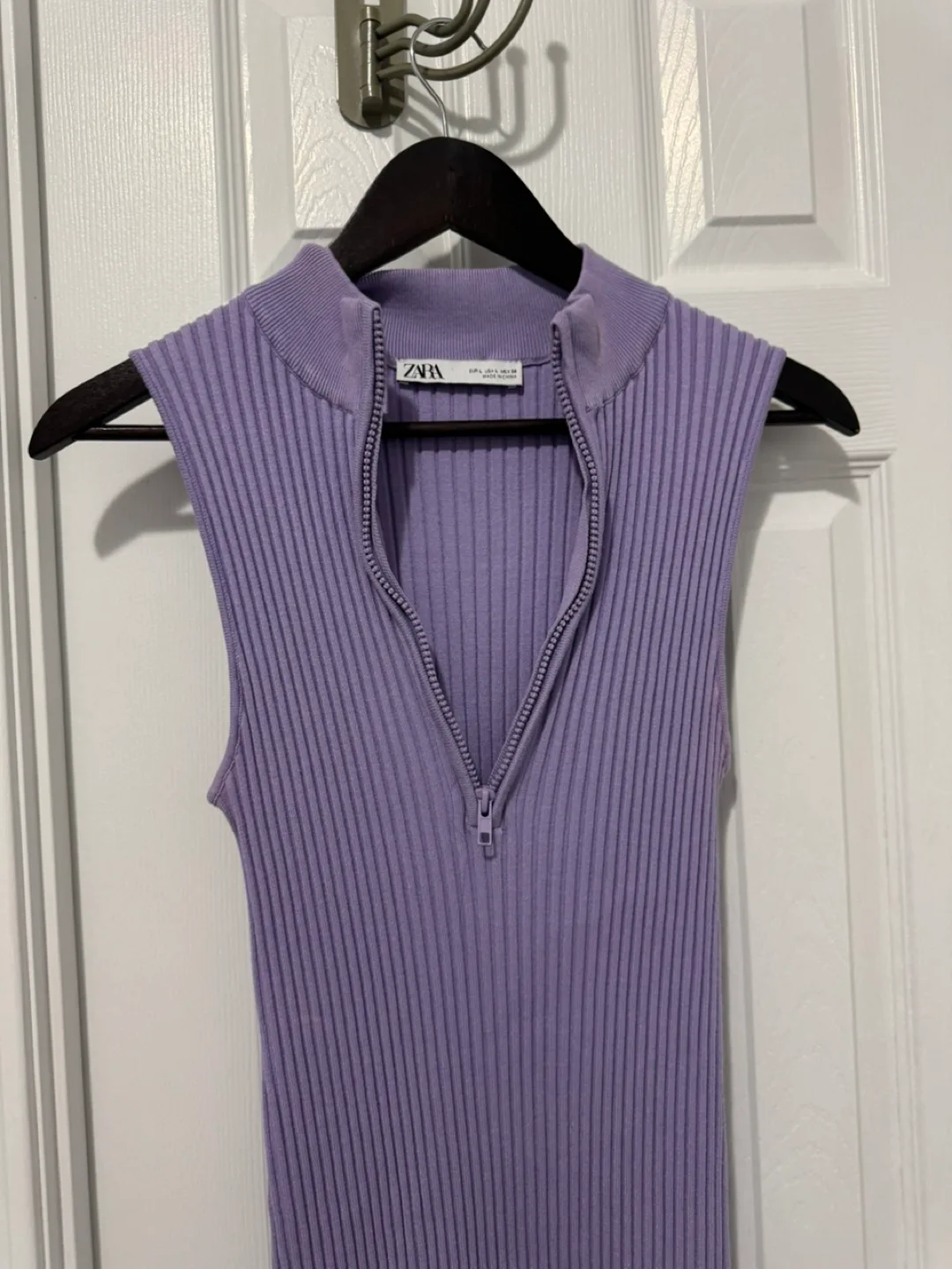 Zara Lilac Ribbed Sleeveless Dress thumbnail