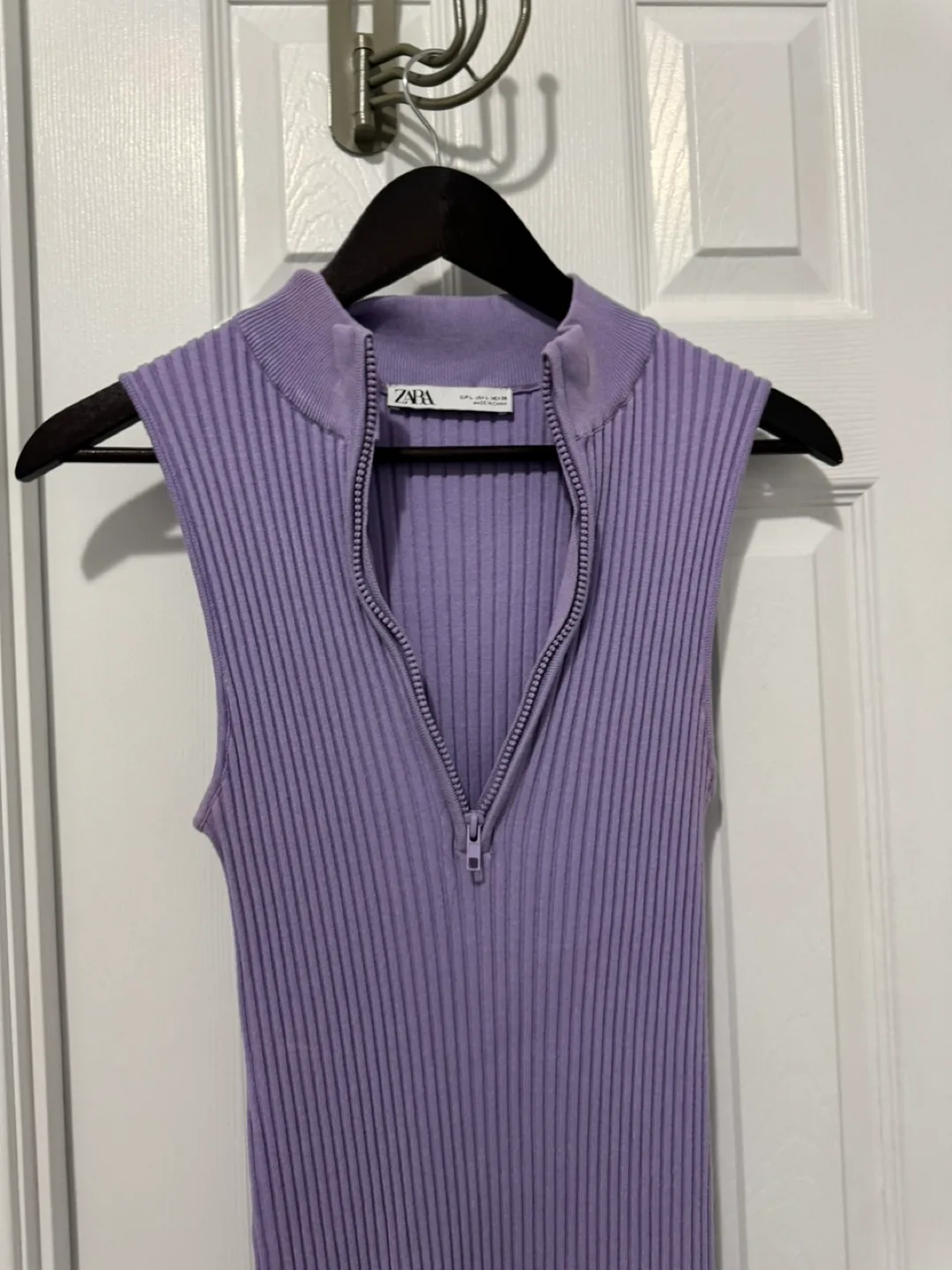 Zara Lilac Ribbed Sleeveless Dress image indicator(2)