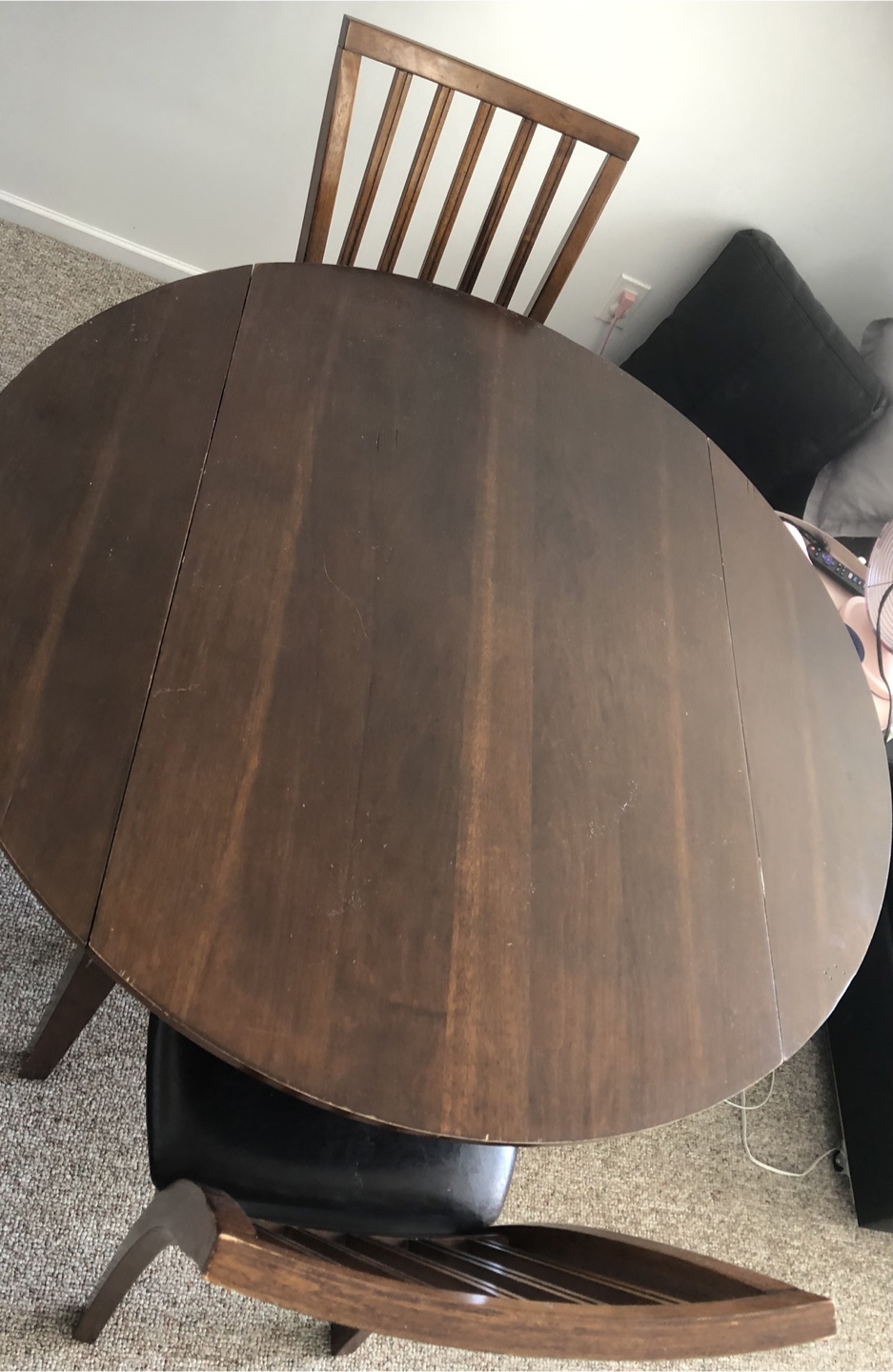 Dark Wood Extendable Dining Table Set (with 2 x Matching Chairs) - photo 5