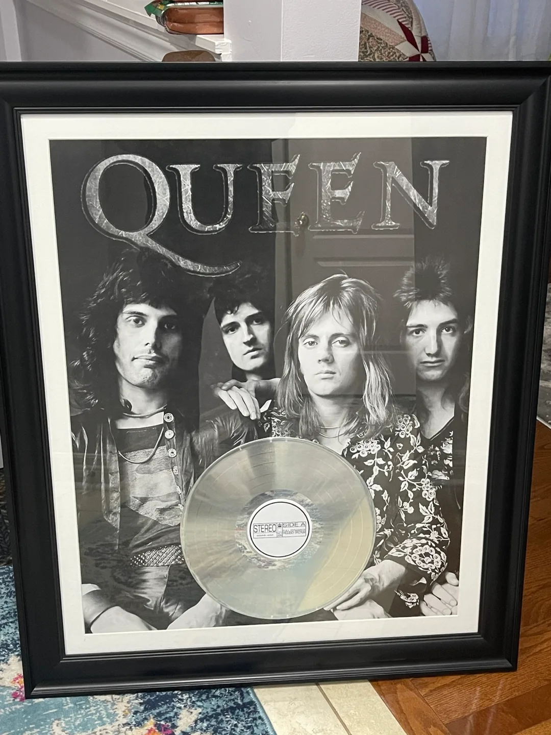 Framed Queen Band Photo with Vinyl Record thumbnail