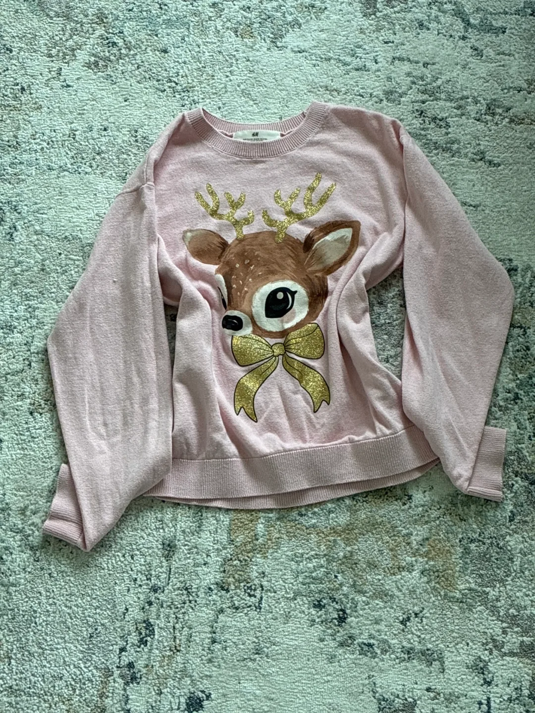 H&M Pink Reindeer Holiday Sweater thumbnail