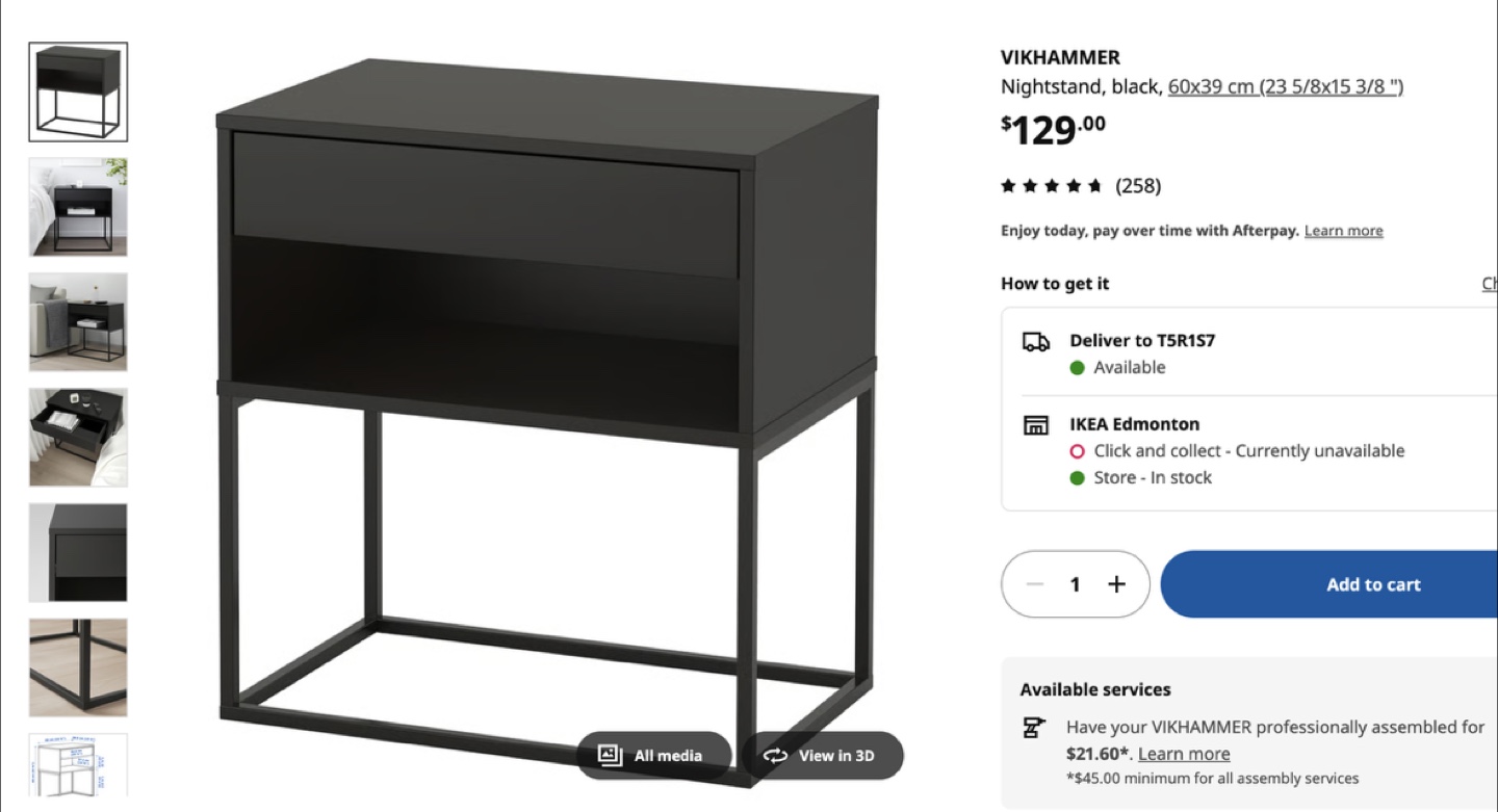 IKEA Vikhammer Nightstand in black - photo 3