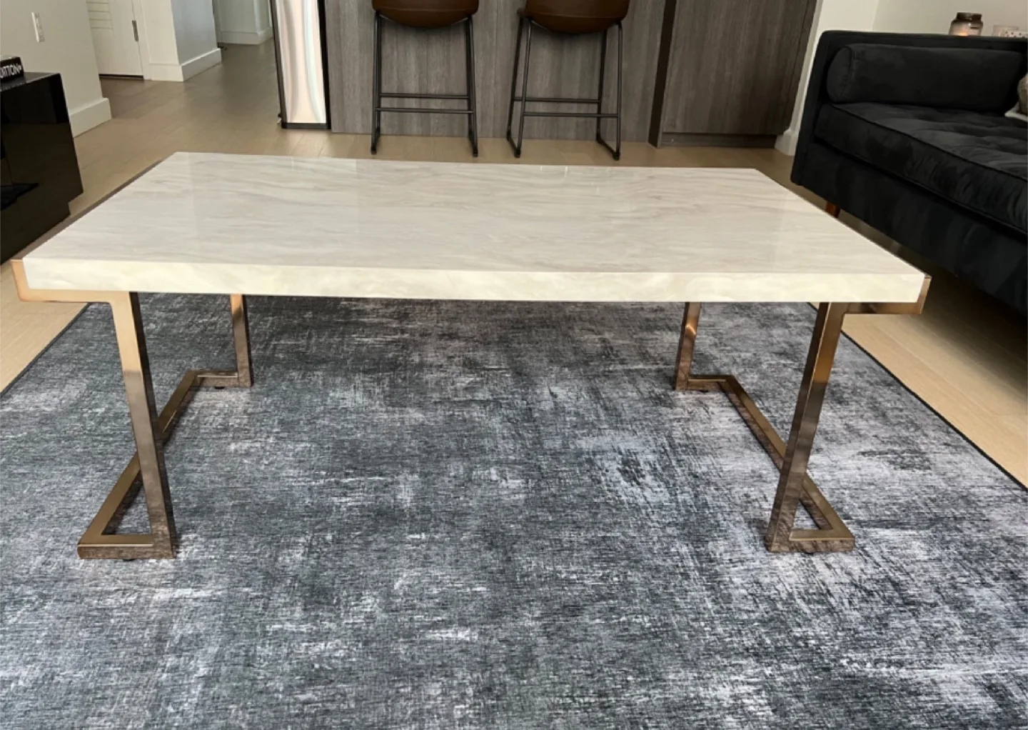 faux Marble Coffee Table with silver Legs thumbnail