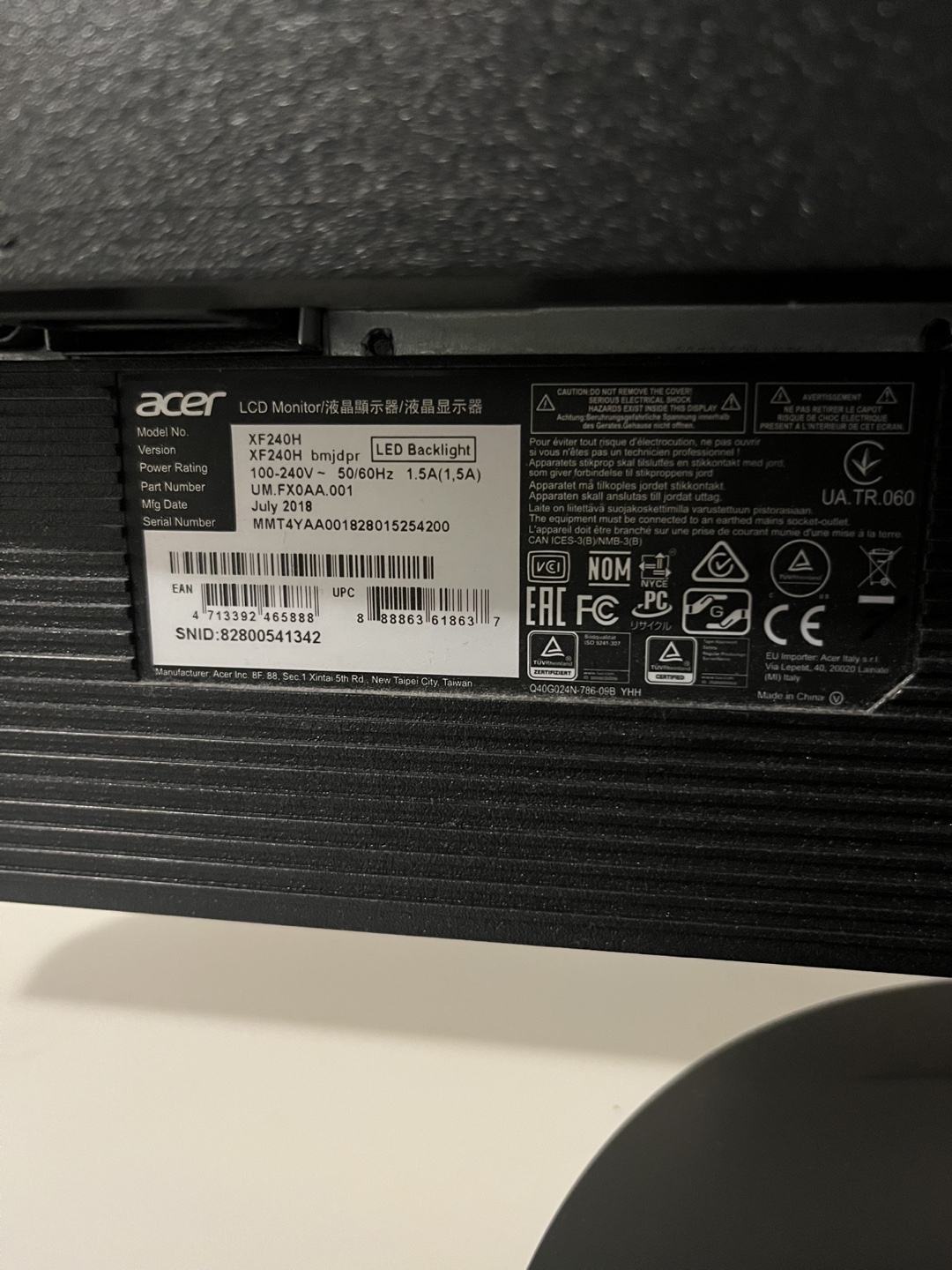 Acer XF240H 24" Monitor - photo 3