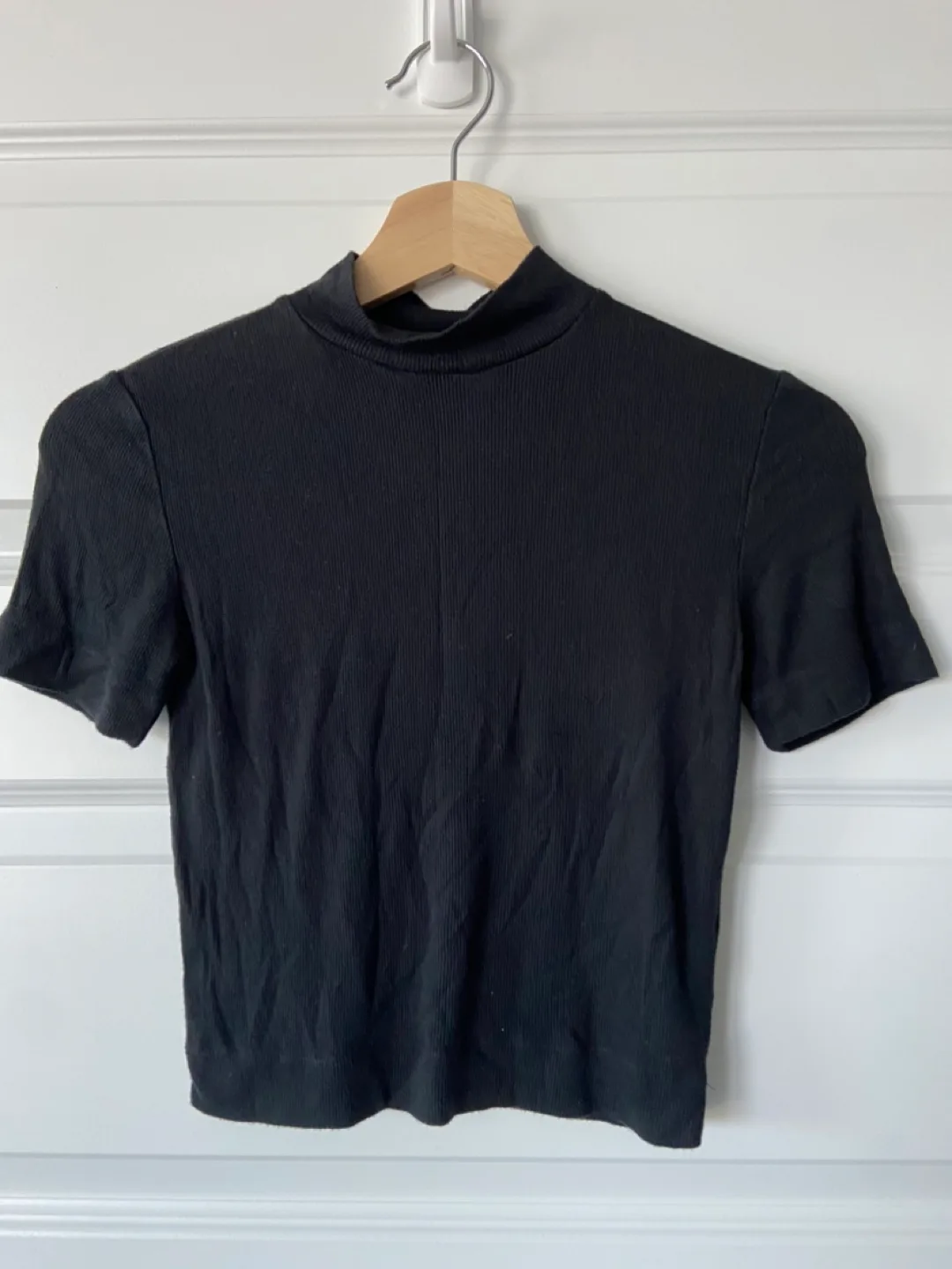 Babaton Black Ribbed Mockneck Top - Size XS thumbnail