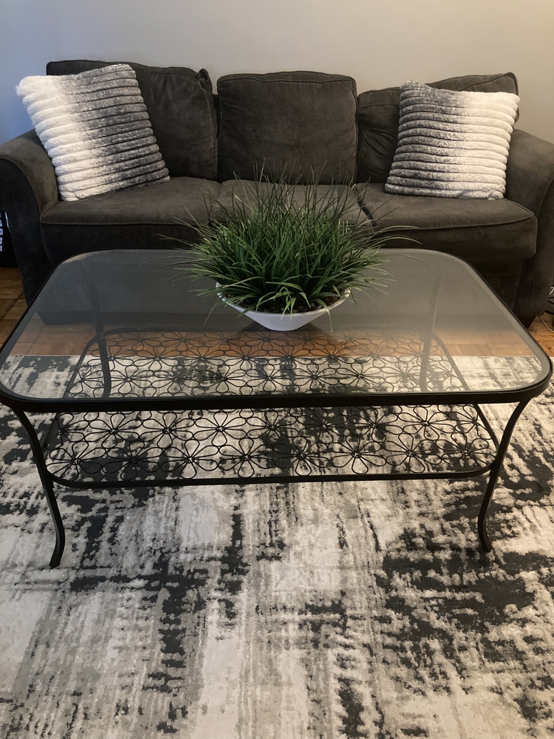 Glass Top Coffee Table with Metal Base