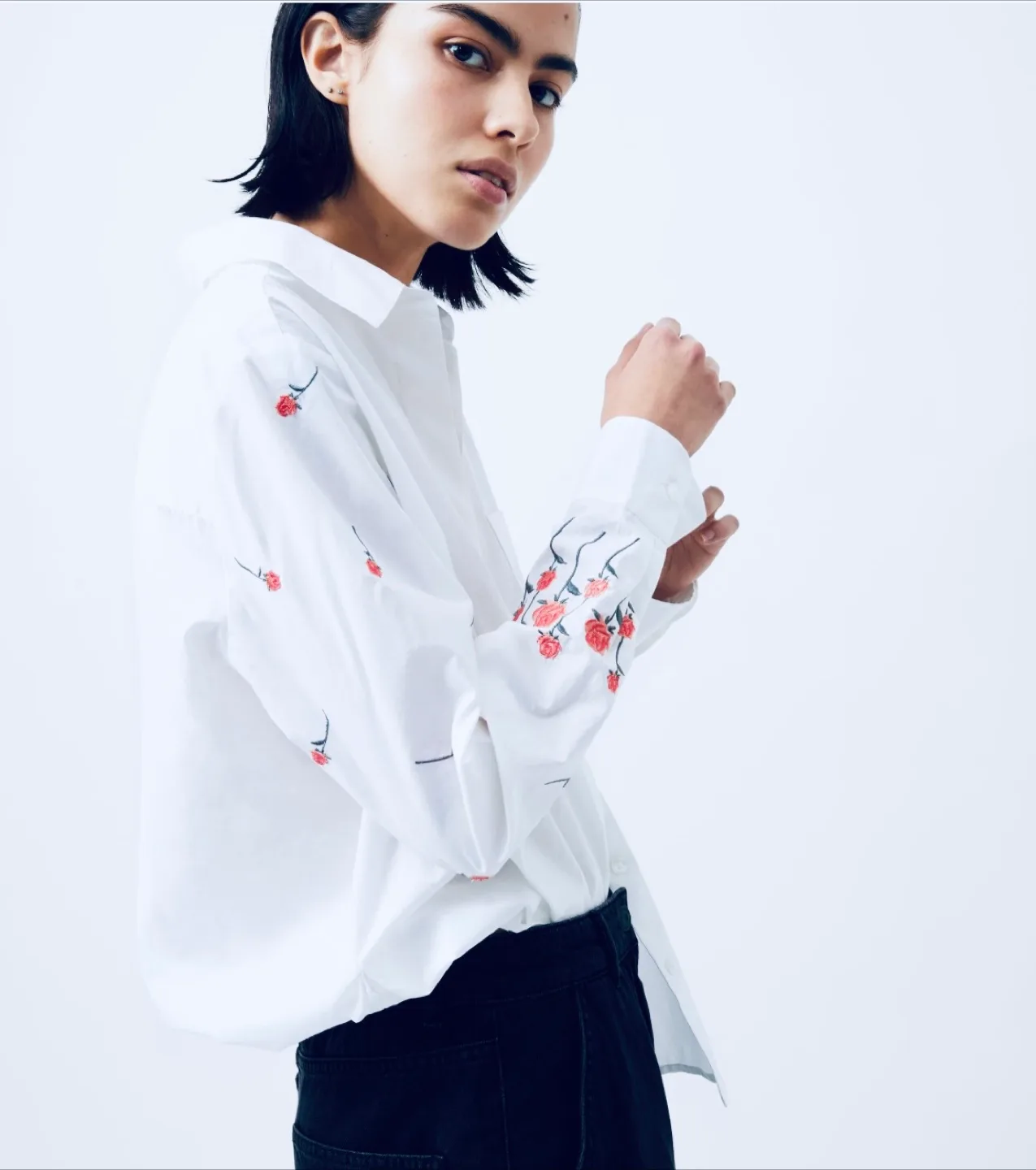 New French Connection White Rose Embroidered Blouse thumbnail