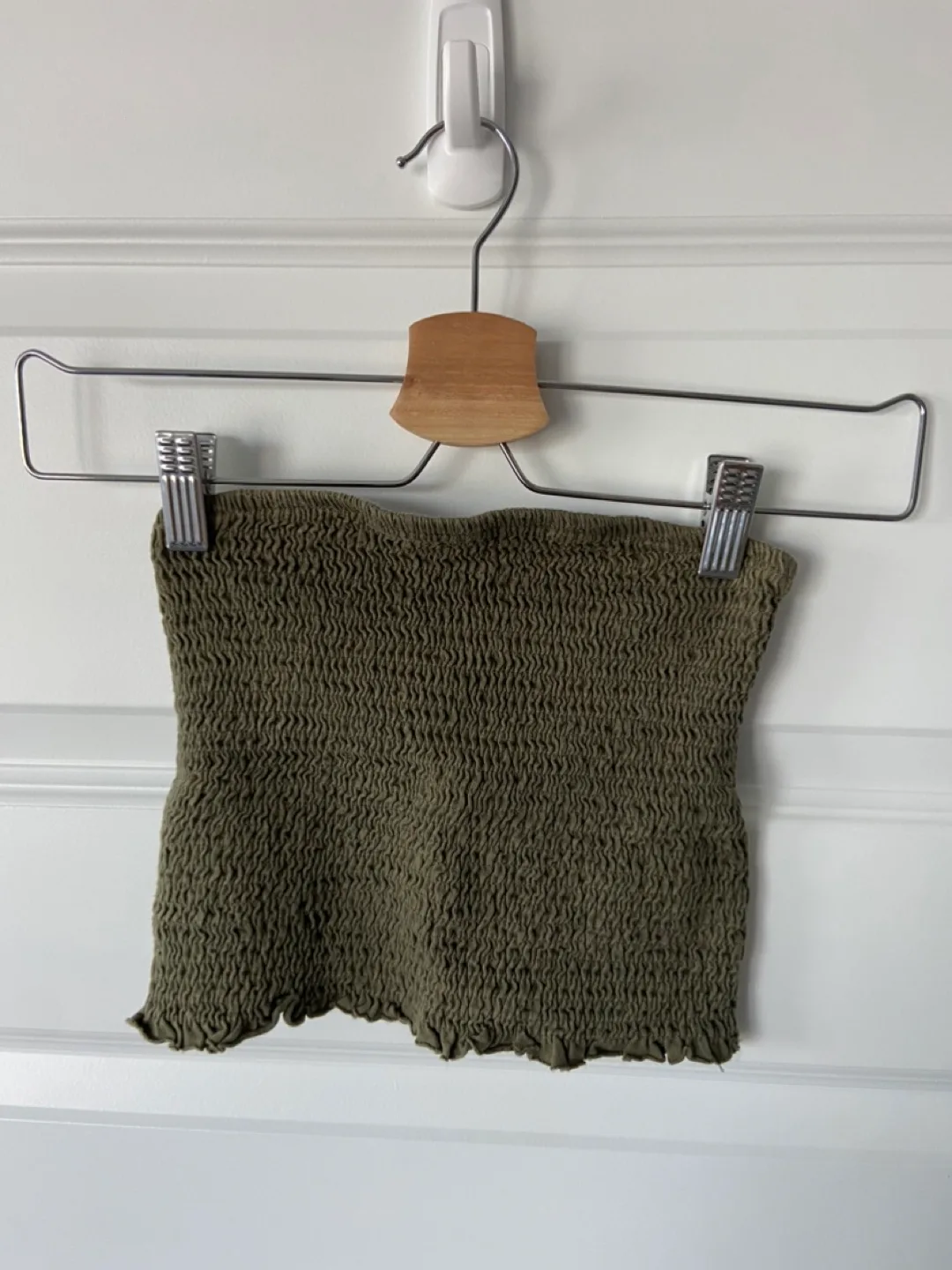 Garage Olive Green Smocked Tube Top - Size S thumbnail