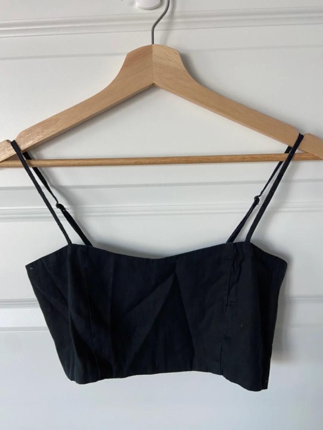 Black Linen Crop Top - Size Small thumbnail