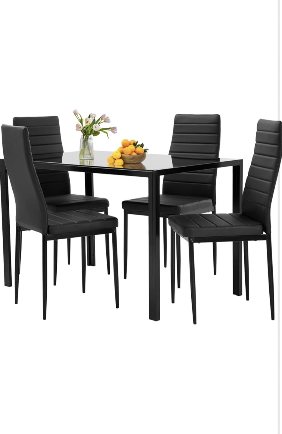 Black Dining Table with 4 Chairs