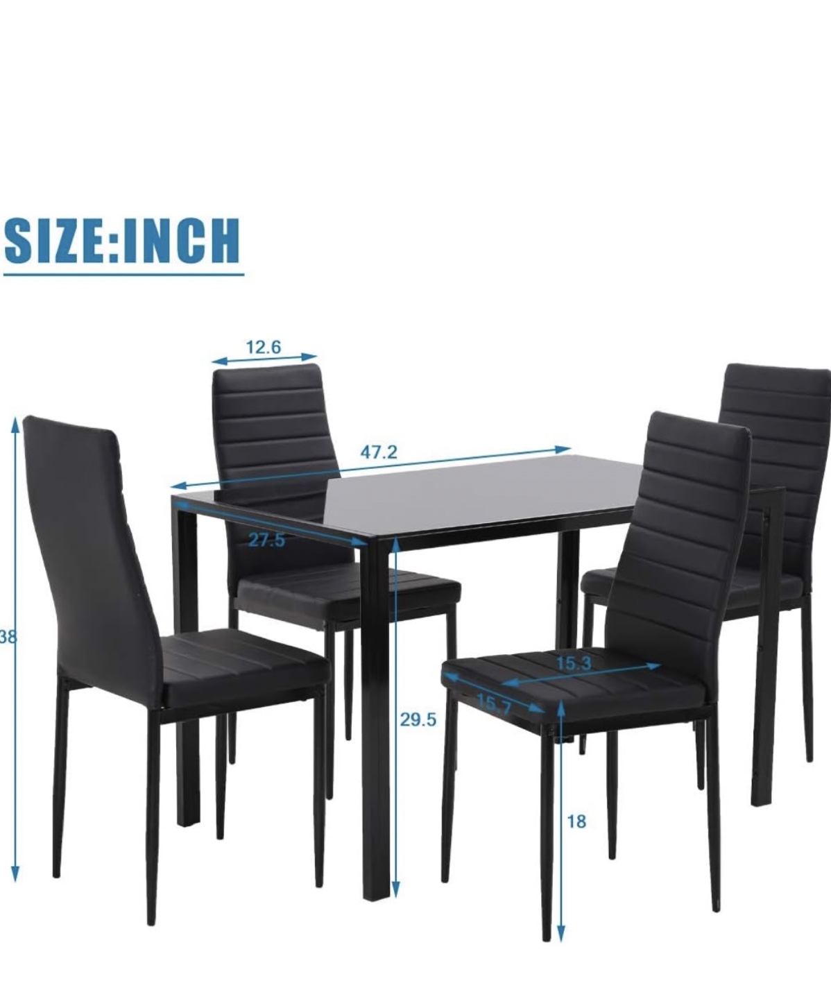 Black Dining Table with 4 Chairs - photo 2