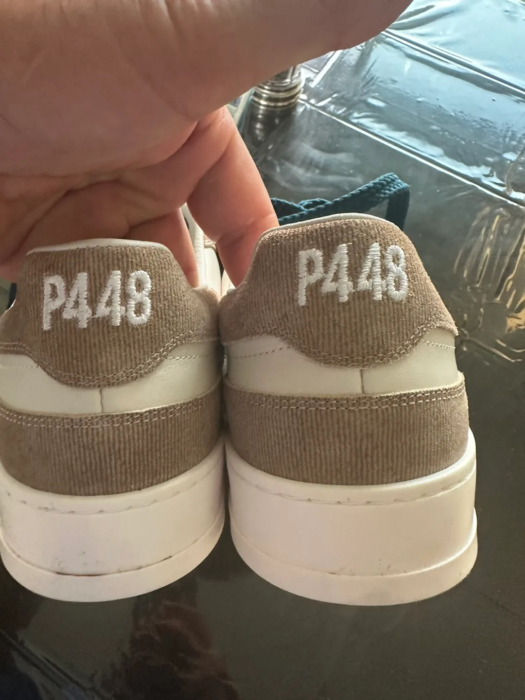 P448 White/Brown Leather Sneakers thumbnail