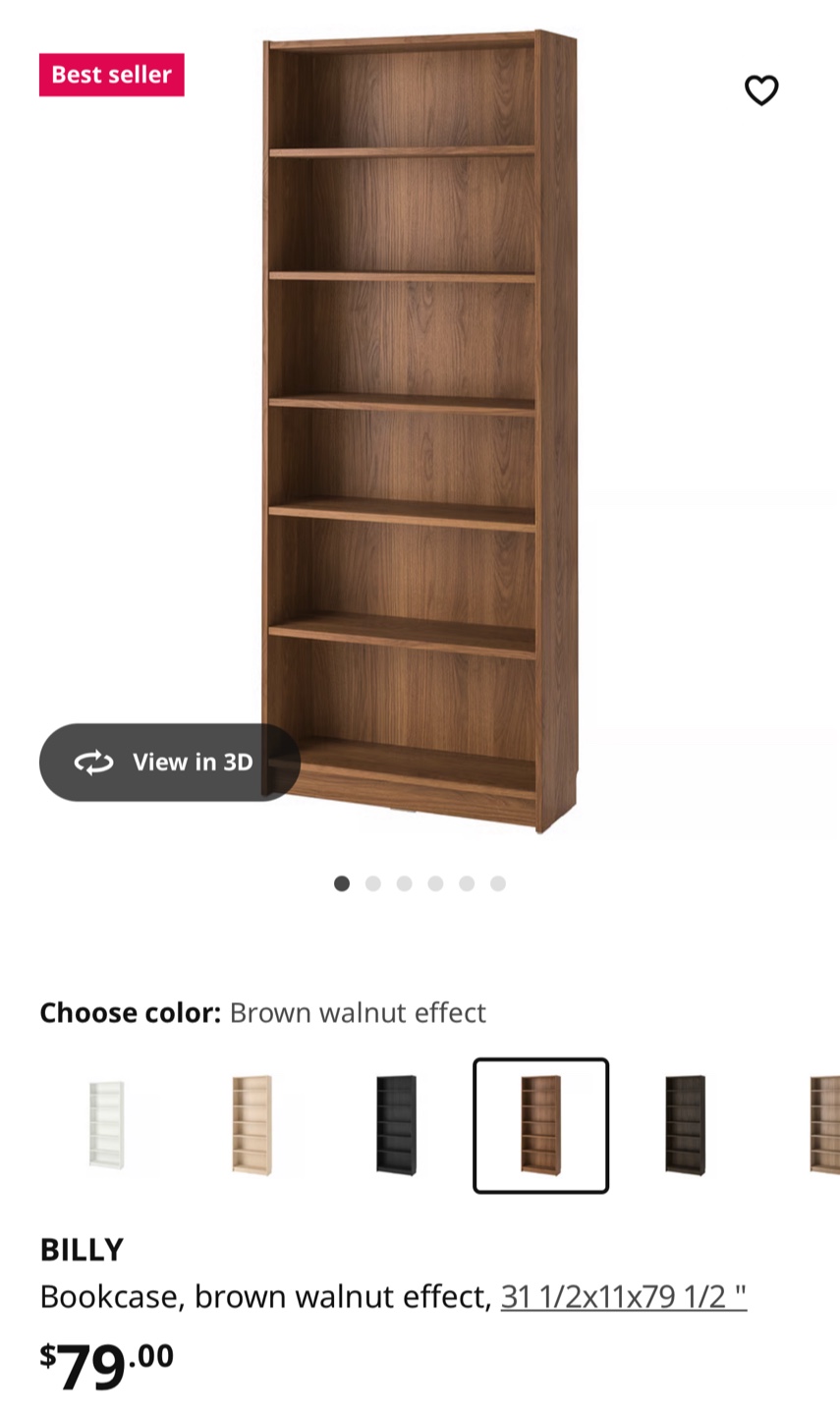 IKEA BILLY Bookcase - Brown Walnut Effect