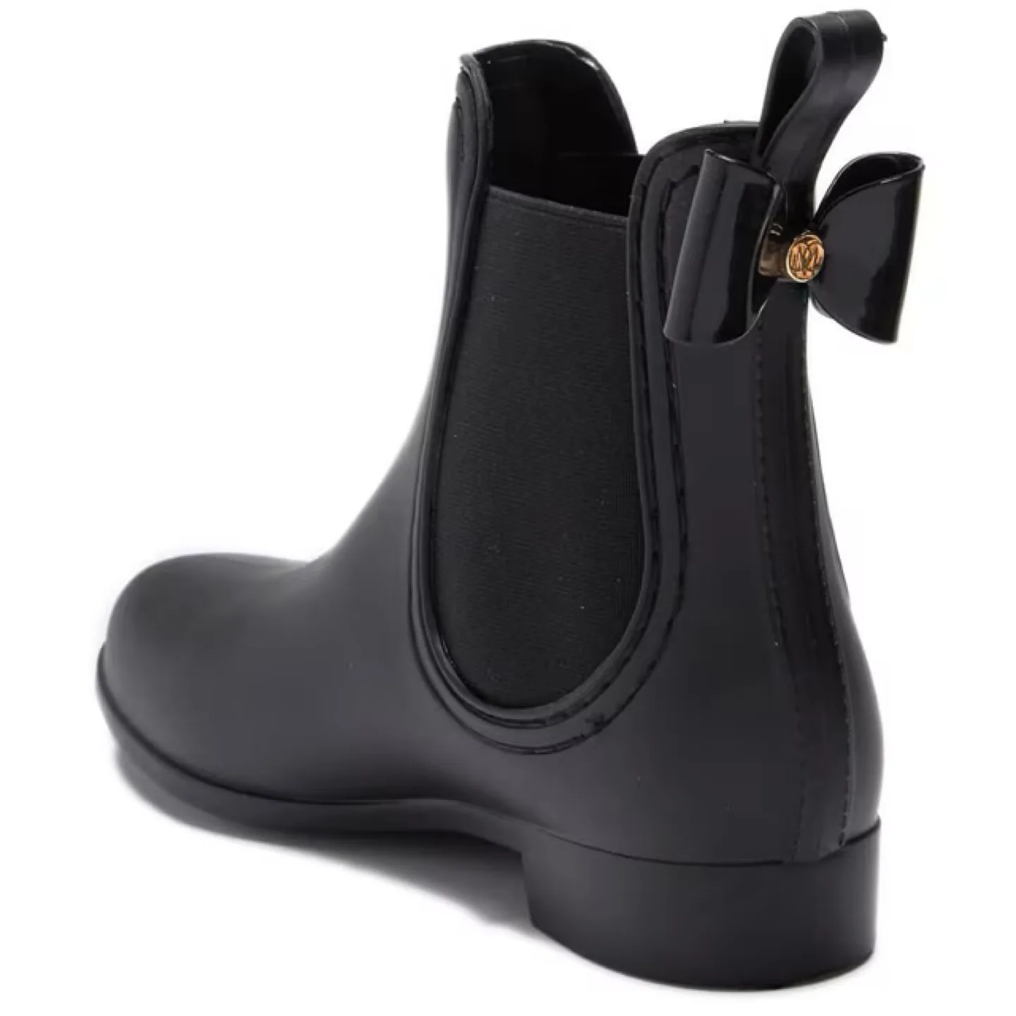 Catherine Malandrino Black Rain Booties with Bow on Back thumbnail