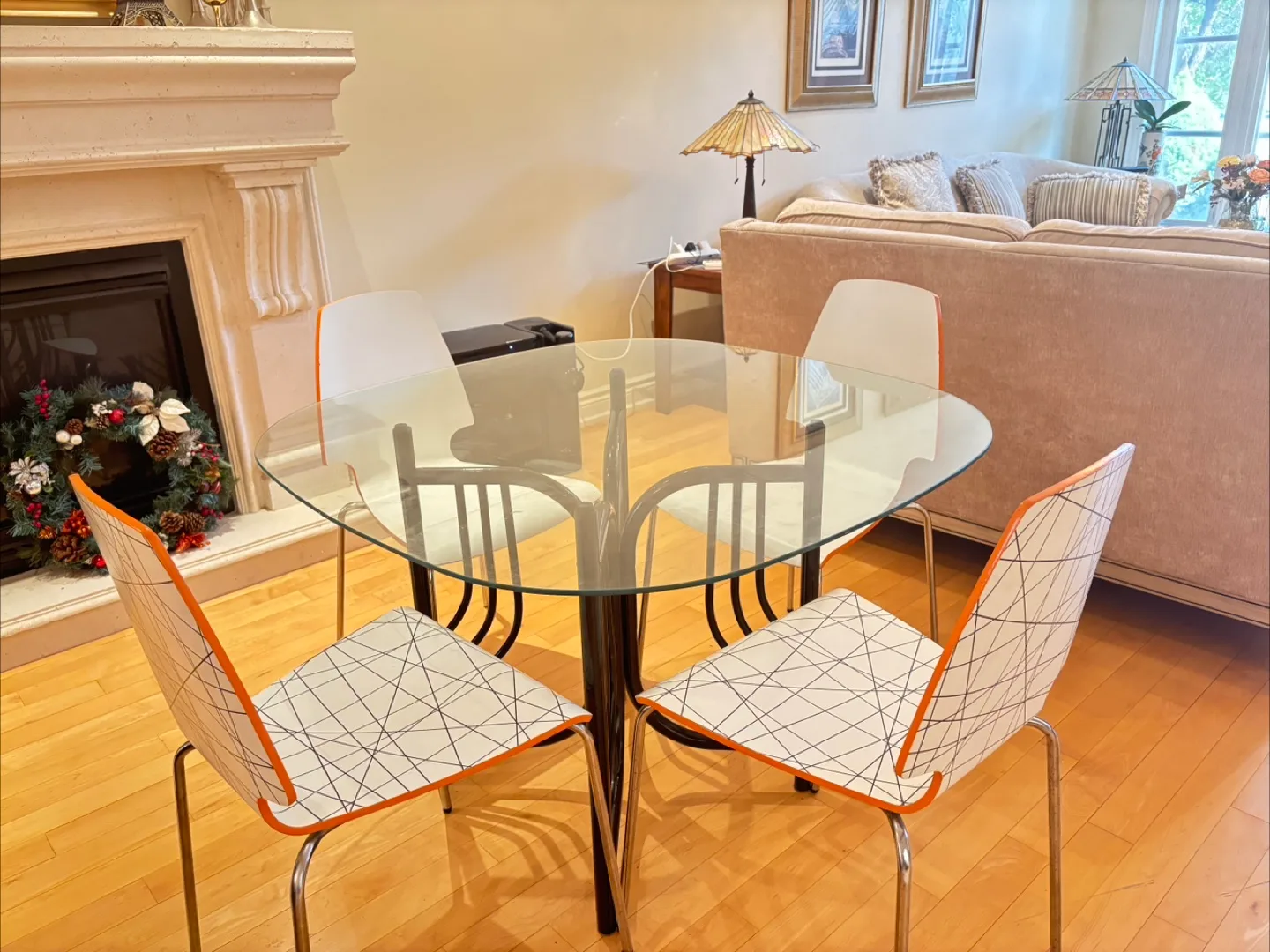 Glass Top Dining Table with 4 Chairs thumbnail