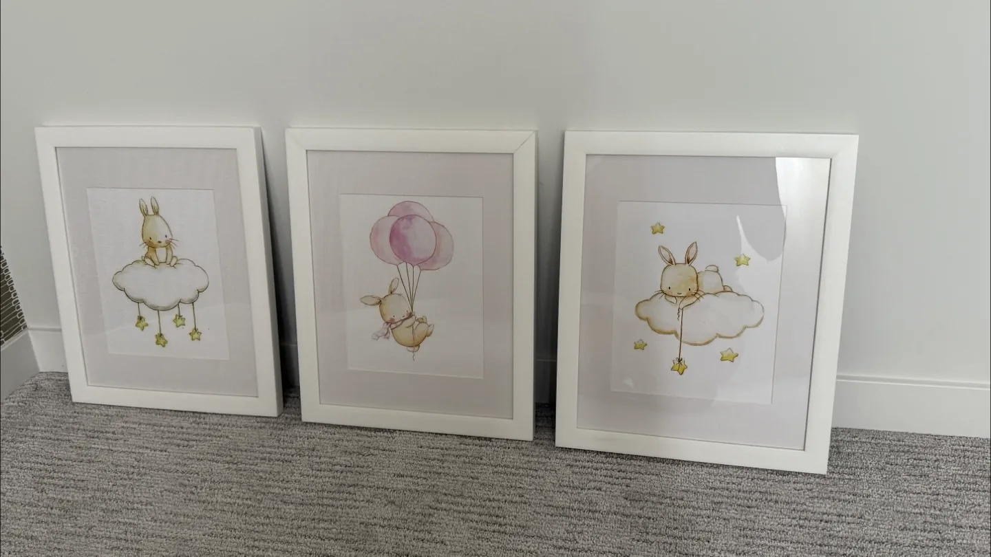 Set of 3 framed bunny prints thumbnail