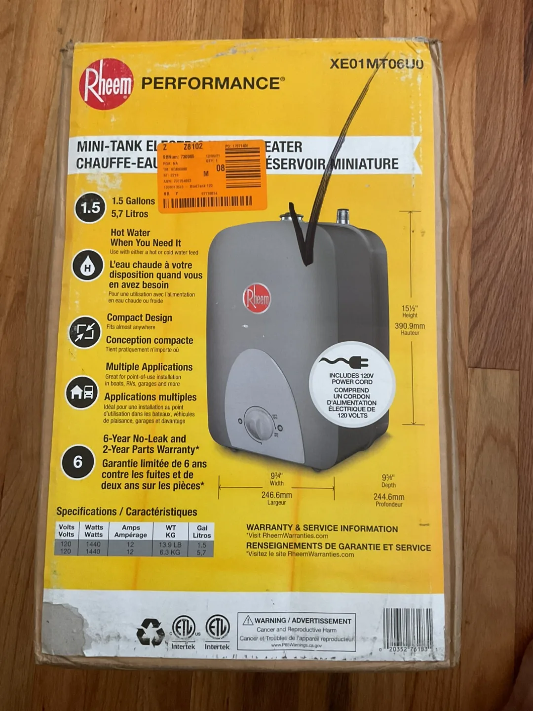 Rheem Performance Mini-Tank Electric Water Heater thumbnail