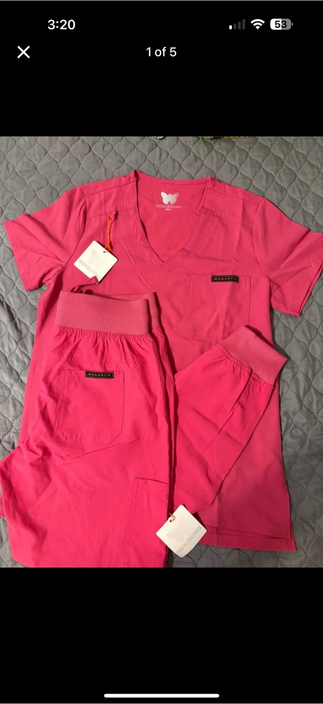 New Monarch Uniforms Pink Scrub Set - Size Small thumbnail