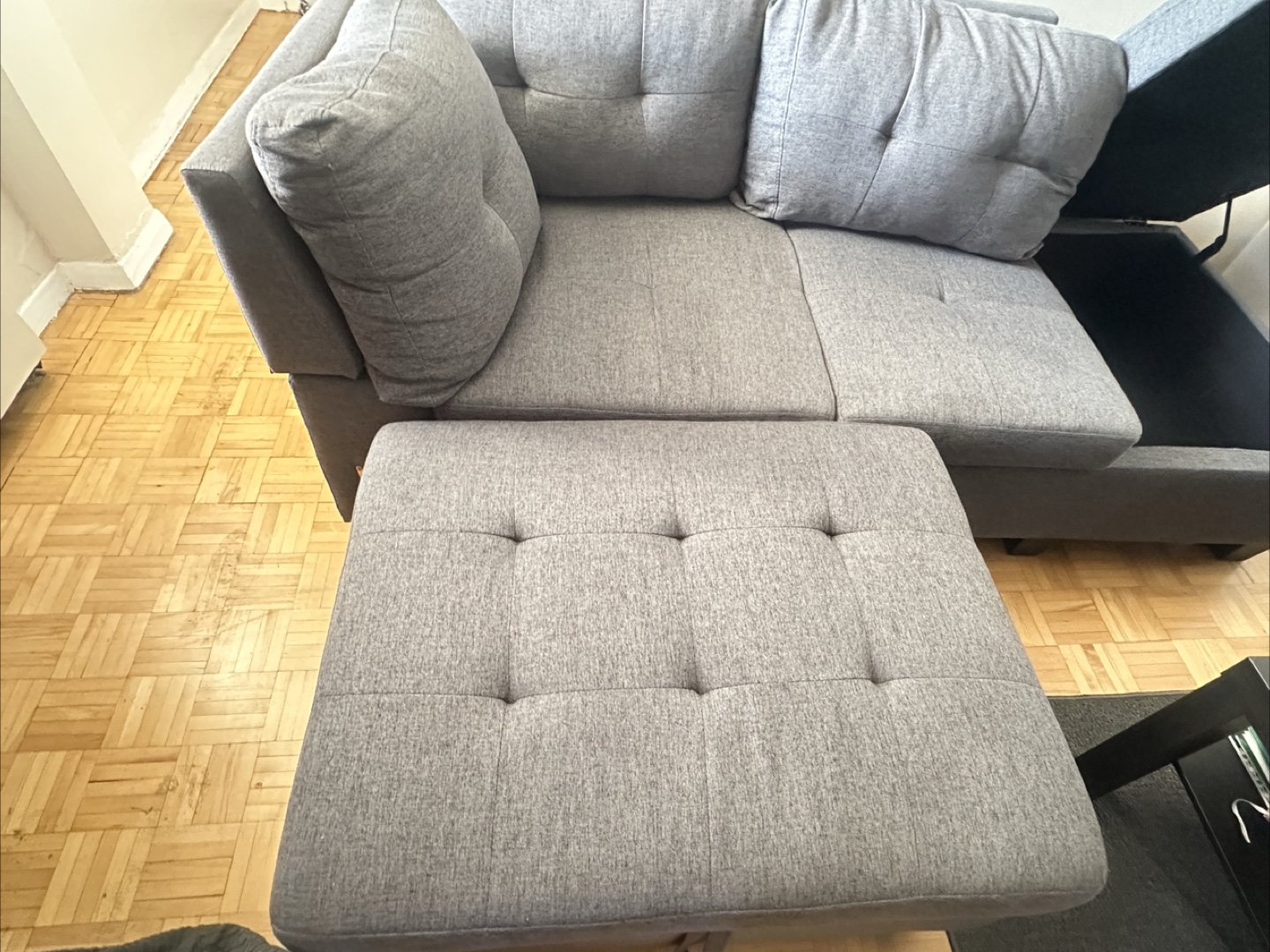 Grey Sectional Sofa with Ottoman - photo 3