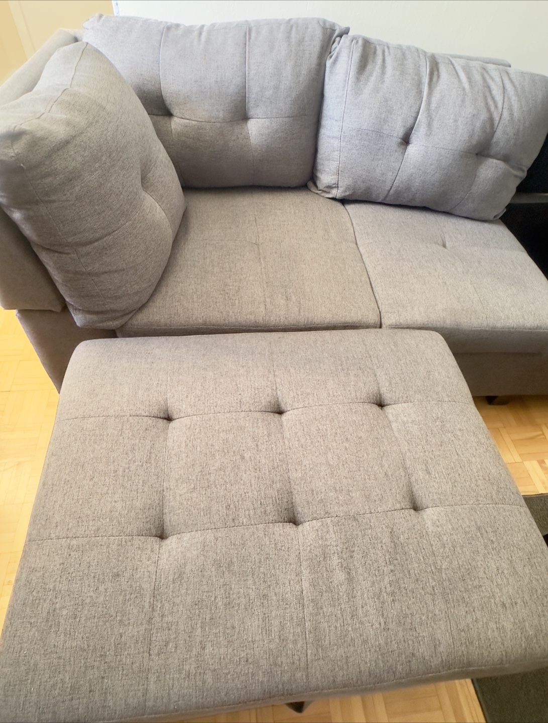 Grey Sectional Sofa with Ottoman