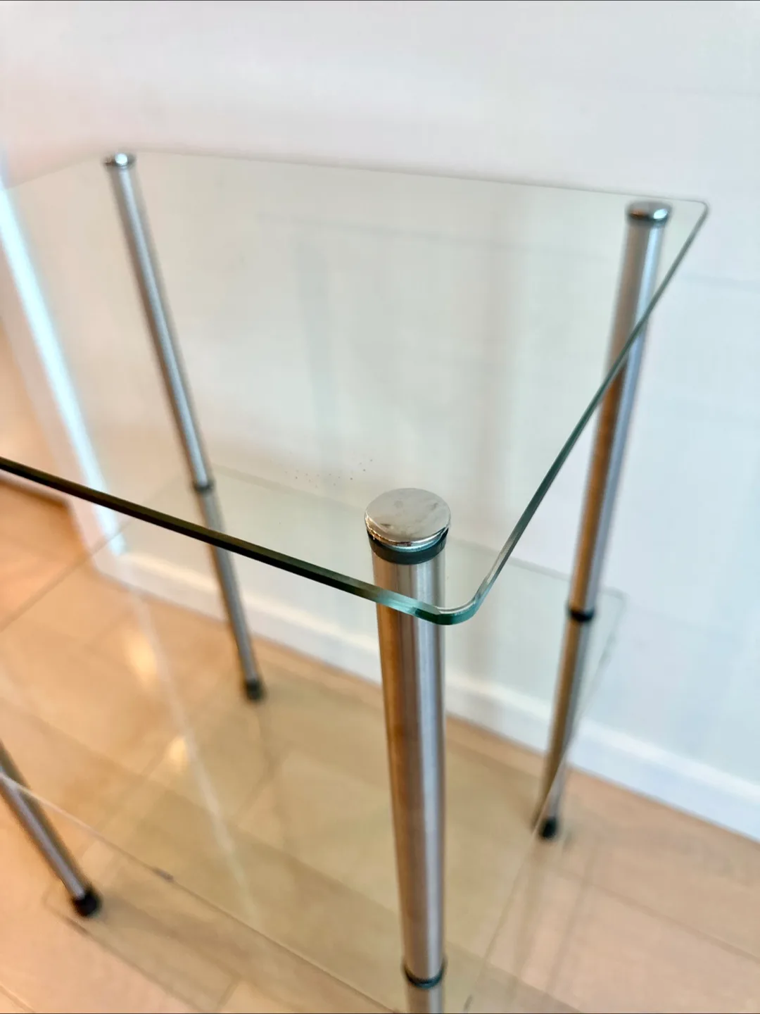 Vintage post modern chrome and glass shelf image indicator(3)