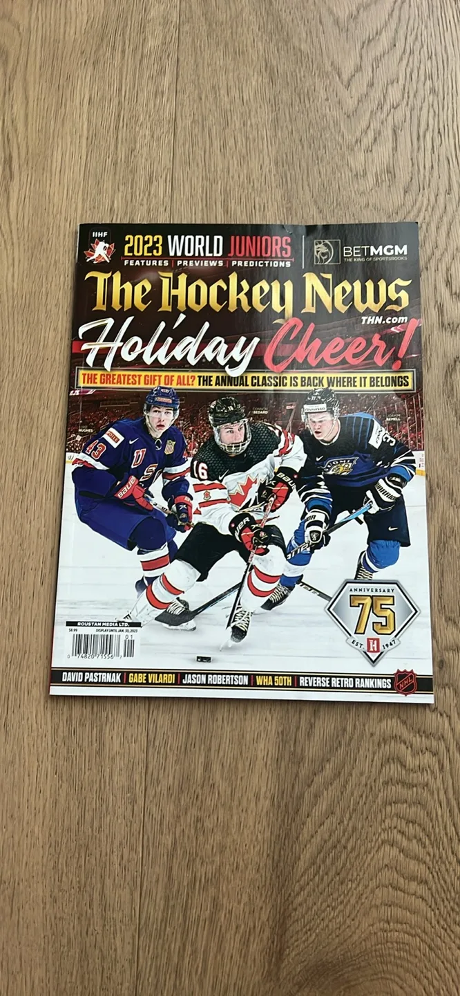 The Hockey News Magazine and a Large Detroit Red Wings jersey image indicator(6)