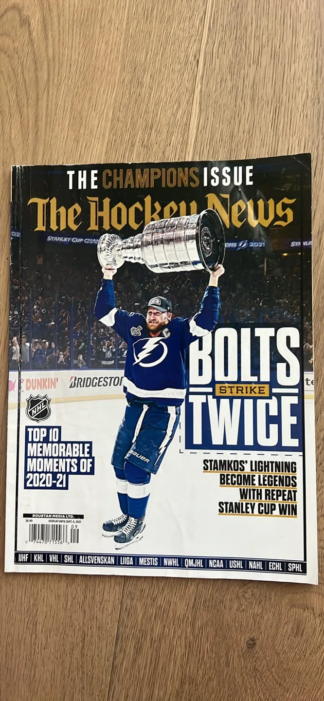 The Hockey News Magazine and a Large Detroit Red Wings jersey image indicator(3)