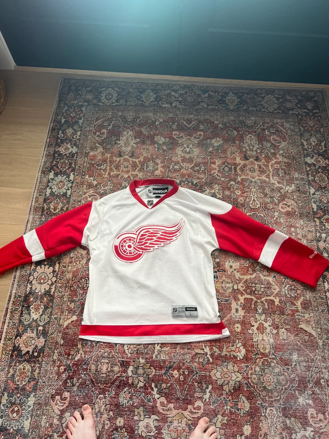 The Hockey News Magazine and a Large Detroit Red Wings jersey image indicator(8)