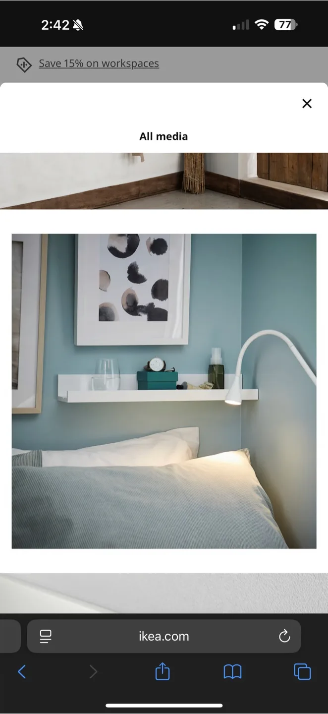 Set of 2 wall shelves- Ikea Mosslanda Picture Ledge - White thumbnail