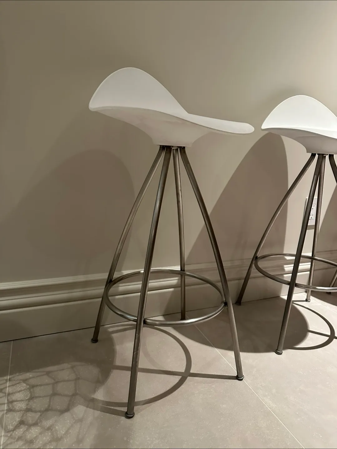 Design With Reach (DWR) Set of 3 White Bar Stools image indicator(2)