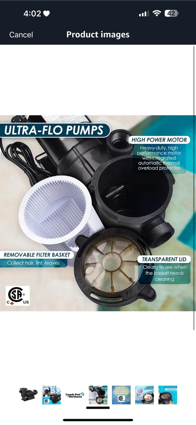 GoPool AG1 Pool Pump w/ Power Cord image indicator(10)