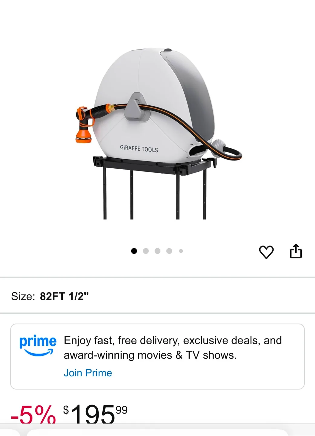 Giraffe Tools Retractable Hose Reel - 82ft image indicator(2)