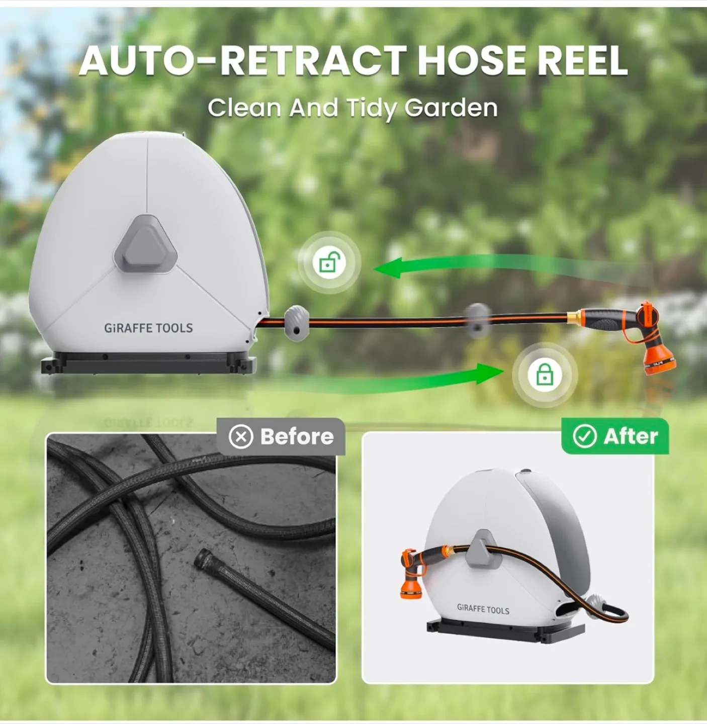 Giraffe Tools Retractable Hose Reel - 82ft image indicator(7)