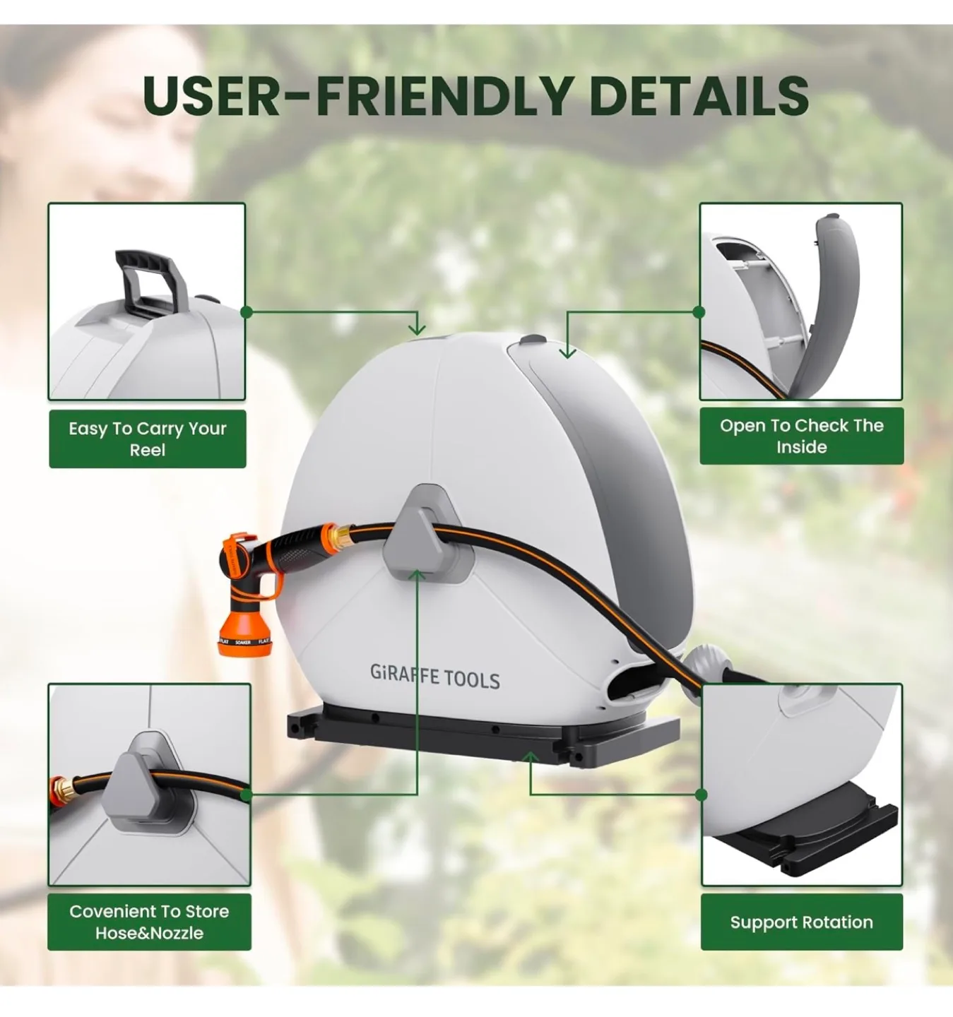 Giraffe Tools Retractable Hose Reel - 82ft image indicator(8)